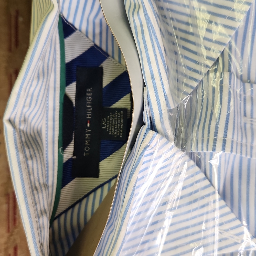 Tommy Hilfiger Long Sleeve Dress Shirt Size L 80's Two Ply Cotton
